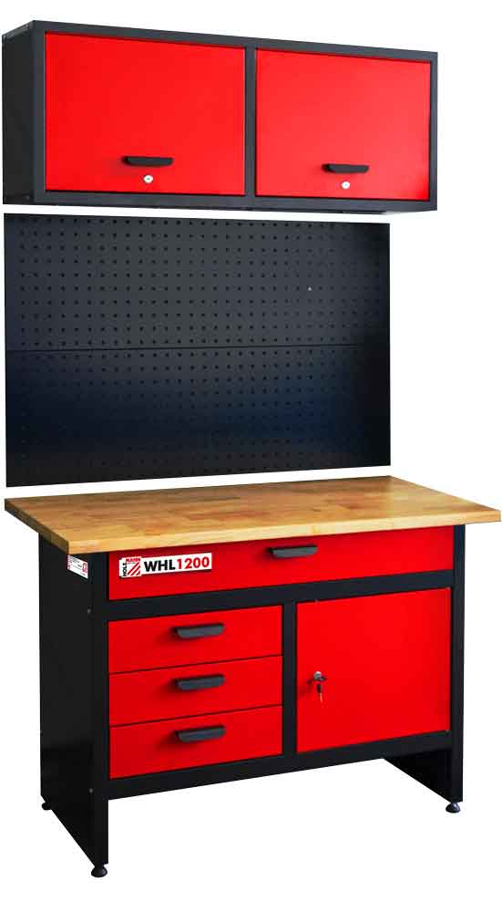 Workbench with wall cabinet an pegboard  (2)