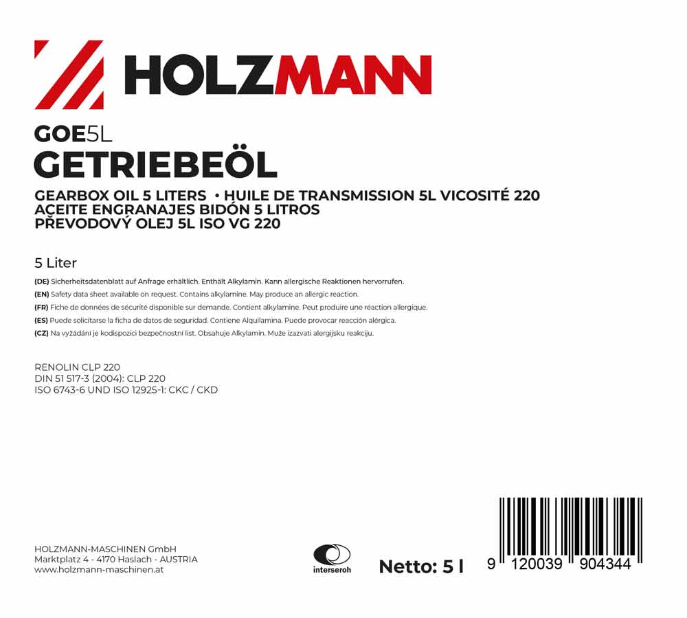 gearbox oil 5 liters (GOE5L, HOLZMANN) (2)