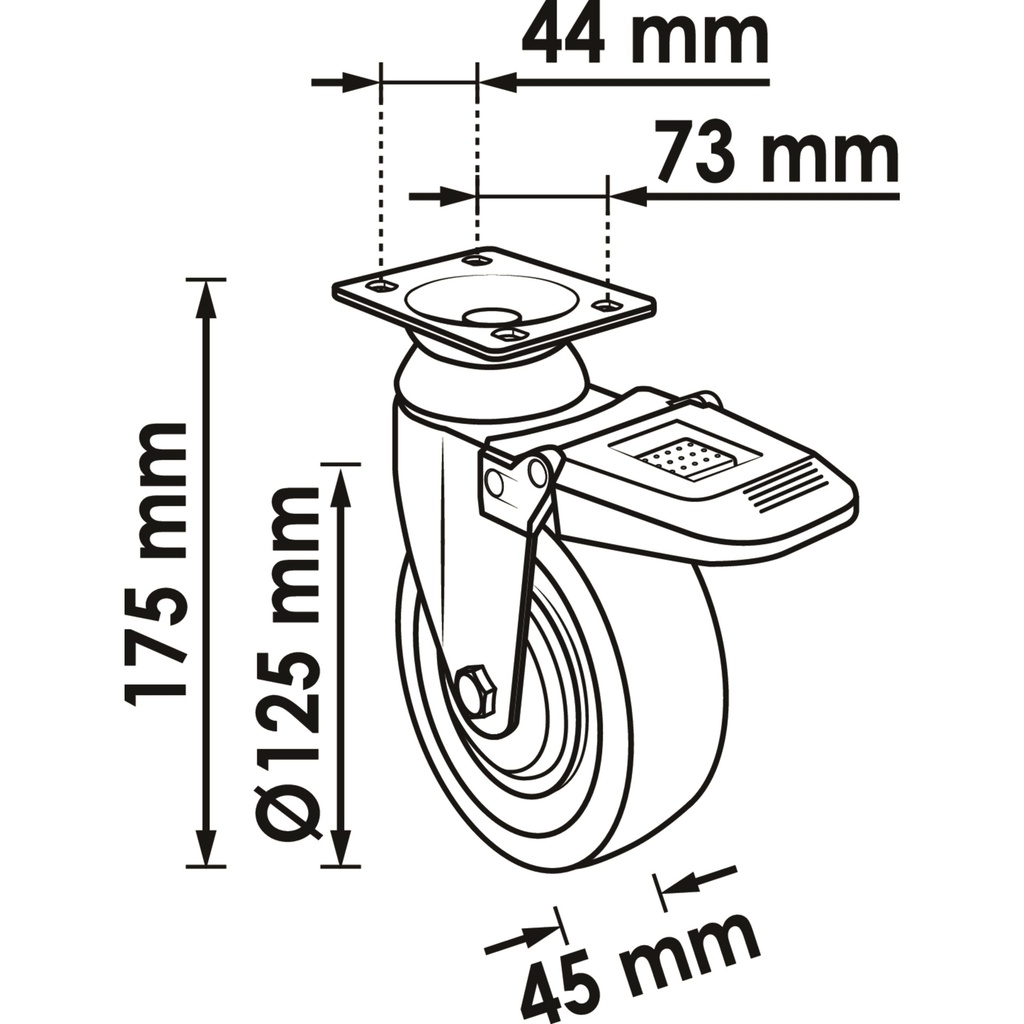Swivel castor ∙ with locking brake V1908 (2)