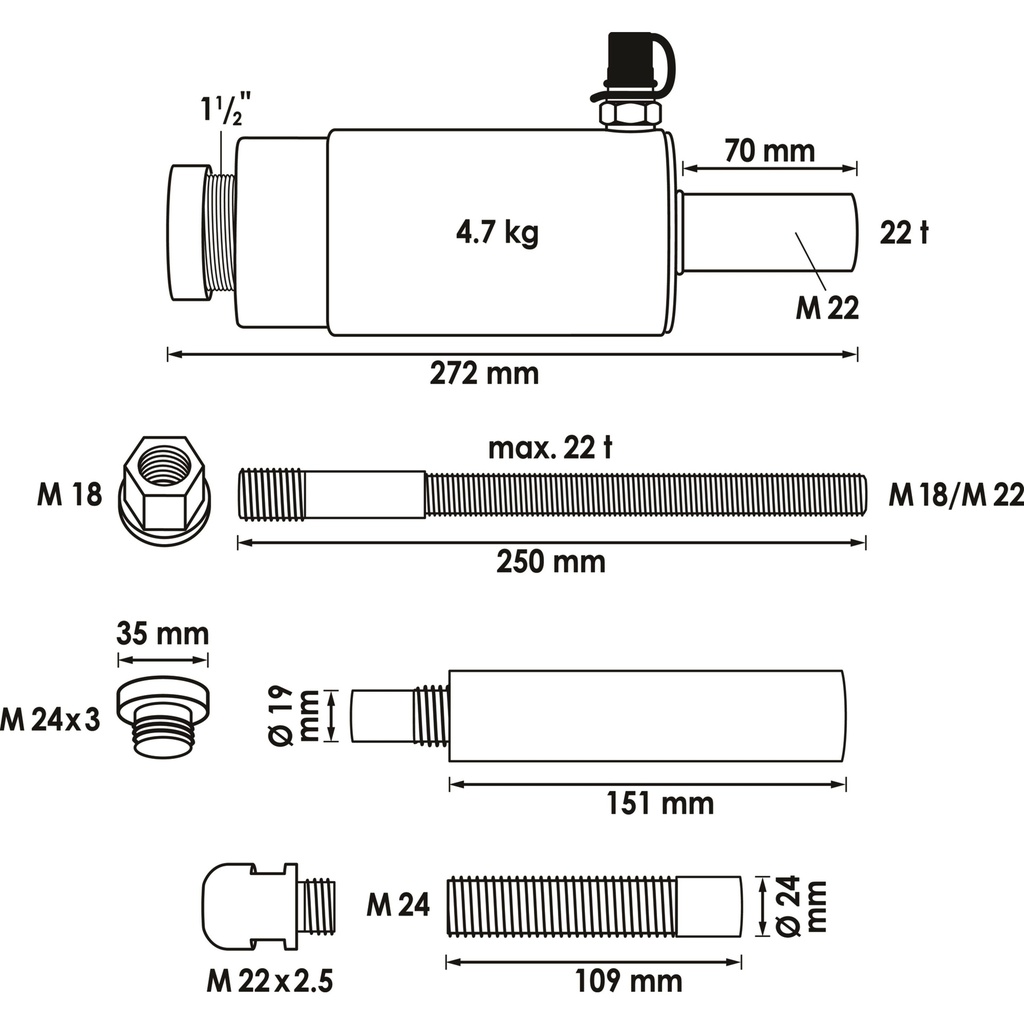Tractive and compressive hydraulic cylin (2)