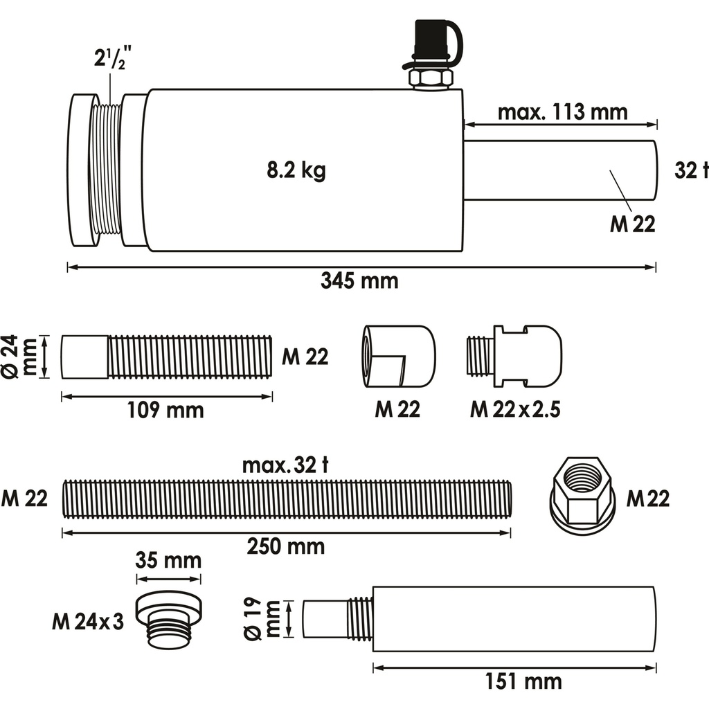 Tractive and compressive hydraulic cylin (2)