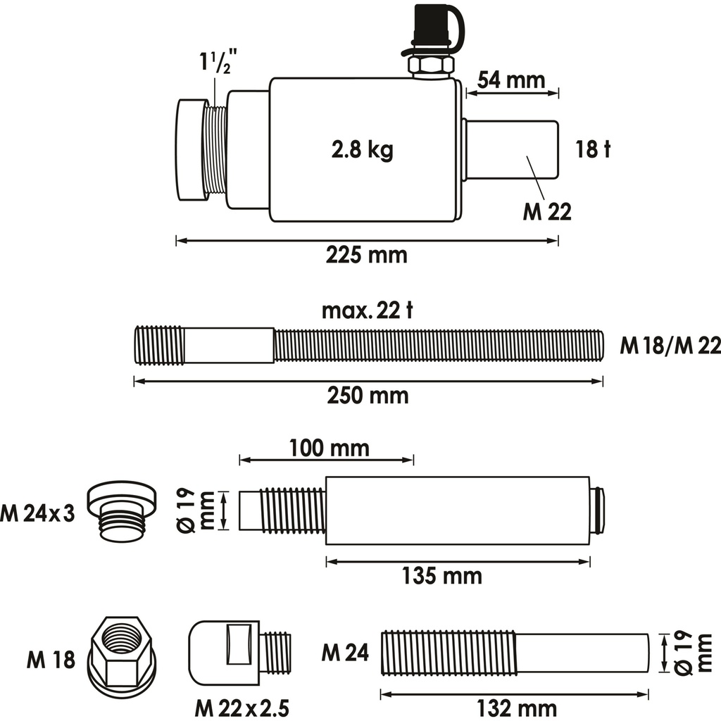 Tractive and compressive hydraulic cylin (2)