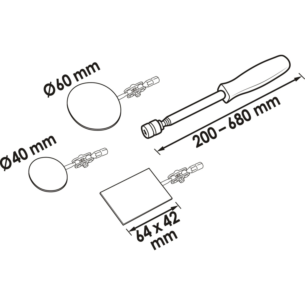 Telescopic inspection mirror set V5480,  (2)
