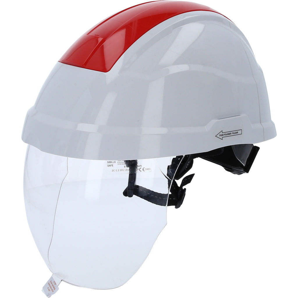 Protective hard hat with face shield, red (117.0137, KS TOOLS)