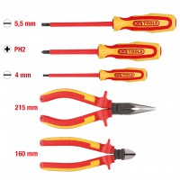 VDE replių ir atsuktuvų rinkinys ERGOTORQUE, 5 dalys (117.1170, KS TOOLS)