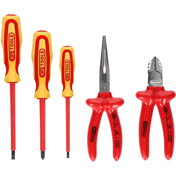 VDE replių ir atsuktuvų rinkinys ERGOTORQUE, 5 dalys (2 variantas) (117.1770, KS TOOLS)