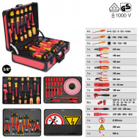 Izoliuotų įrankių rinkinys hibridiniams ir elektriniams automobiliams, 43 dalys (117.1890, KS TOOLS)