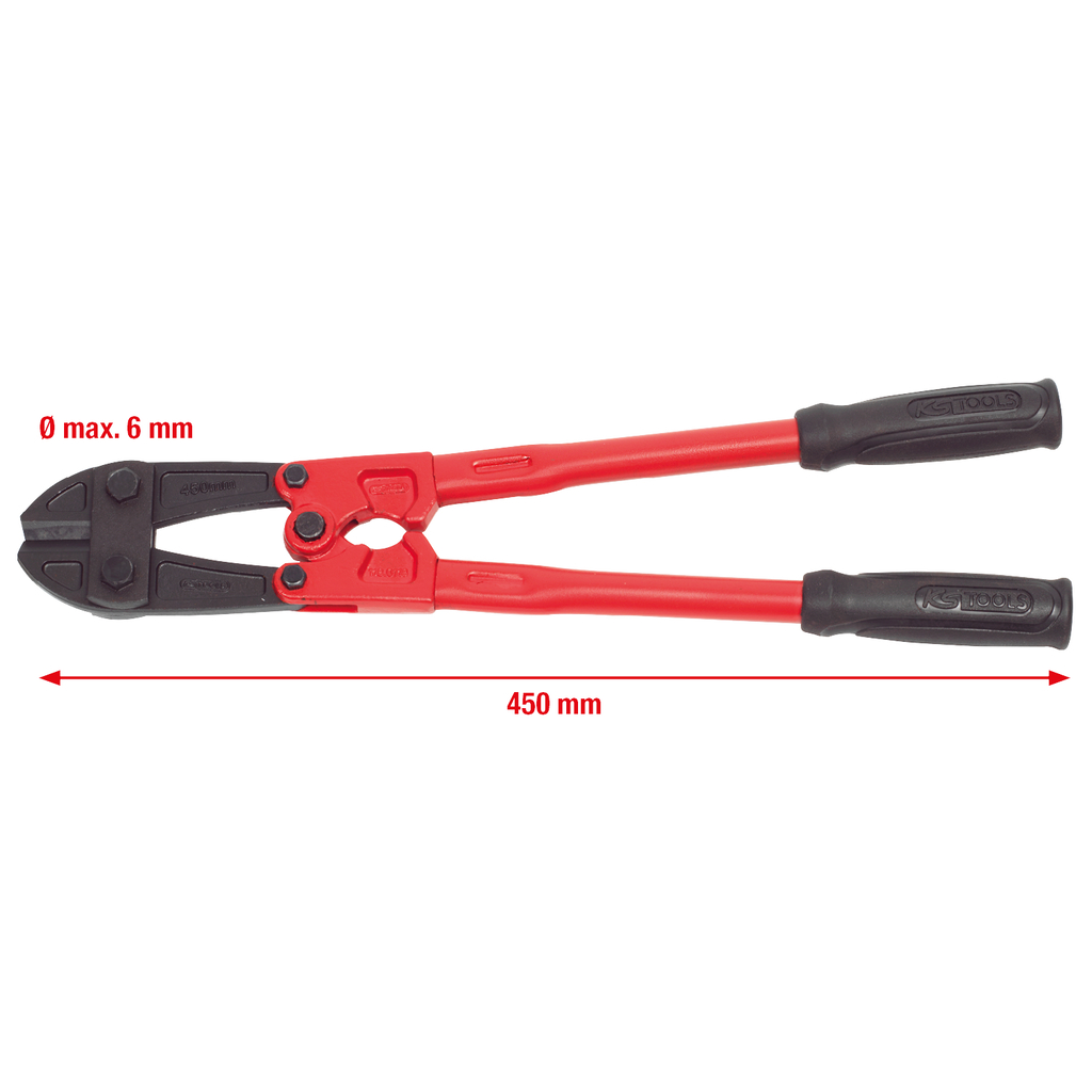 Varžtų kirpimo žirklės su vamzdinėmis rankenomis, 65 mm, su pakabinimo kortele (118.0118-E, KS TOOLS)