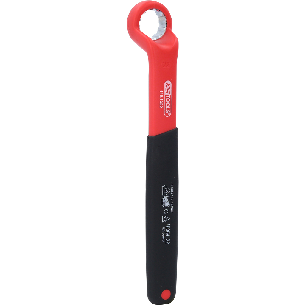 Izoliuotas žiedinis raktas, lenktas, 22 mm (118.1322, KS TOOLS)