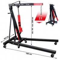 Sulankstomas dirbtuvių kranas, 2000 kg (160.1290, KS TOOLS)