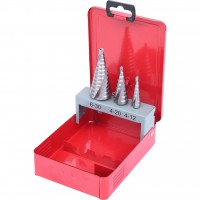 Pakopinių grąžtų rinkinys HSS, 3 vnt., metalinėje dėžutėje (330.2403, KS TOOLS)