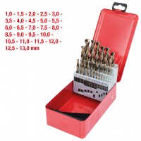 Spiralinių grąžtų rinkinys HSS-G Co 5, 25 vnt., 1-13 mm, metalinėje dėžutėje (330.3613, KS TOOLS)