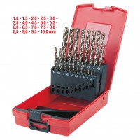 Spiralinių grąžtų rinkinys HSS-G Co 5, 19 vnt., 1-10 mm, plastikinėje dėžutėje (330.3620, KS TOOLS)