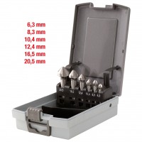 Konisko gremdurbju komplekts HSS Co 5, 6 gab., 6,3-20,5 mm, plastmasas kasetē (336.0456, KS TOOLS)