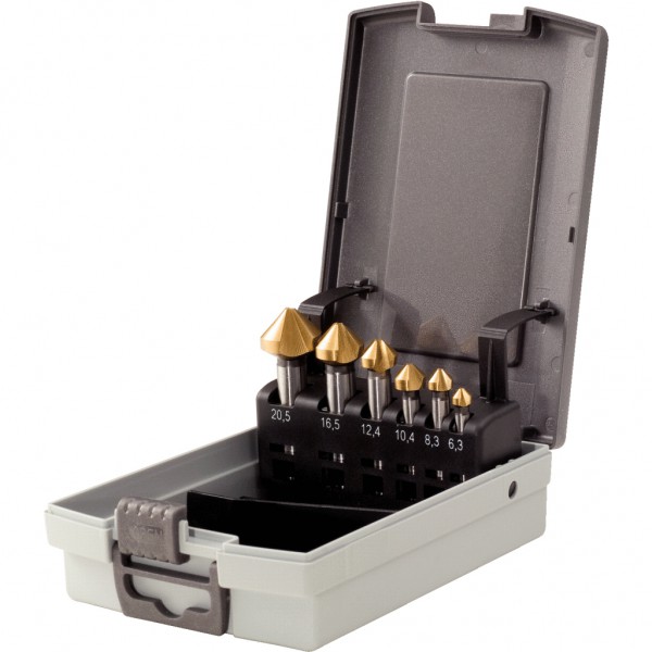 Konisko gremdurbju komplekts HSS TiN, 6 gab., 6,3-20,5 mm, plastmasas kasetē (336.0466, KS TOOLS)