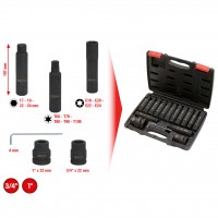 3/4" + 1" smūginių keičiamų galvučių ir antgalinių galvučių rinkinys, 16 dalių (450.0420, KS TOOLS)