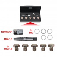 Eļļas noliešanas skrūvju vītņu remonta komplekts M12x1,5, 12 gab. (150.4915, KS TOOLS)