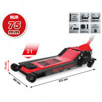 performance hydraulic steel jack,2000kg, flat, lifting height: 75–610 mm (160.1025, KS TOOLS)