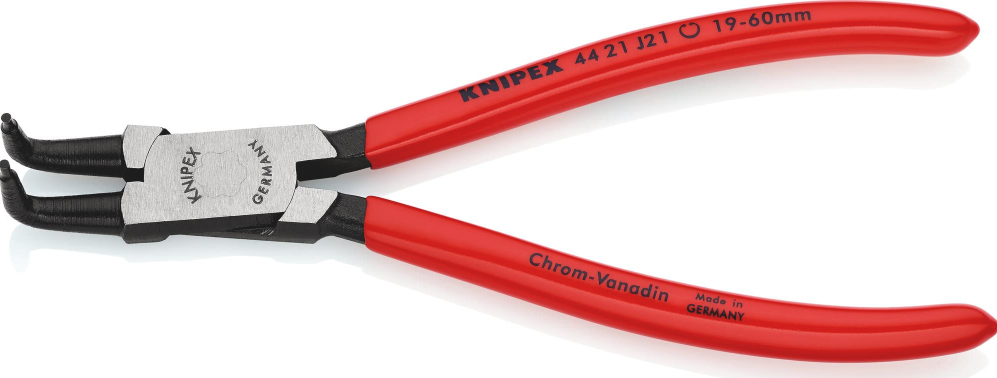 Replės vidiniams fiksavimo žiedams lenktos 90° 19-60mm Knipex [44 21 J21]