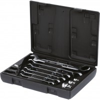 GEARplus perjungiamų terkšlinių kombinuotų raktų rinkinys su adapteriais, 10 vnt., 8-19 mm (503.4647, KS TOOLS)