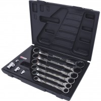 GEARplus dubulto gredzenatslēgu ar sprūdratu komplekts ar adapteriem, 10 gab., 8-19 mm (503.4560, KS TOOLS)