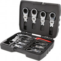 Terkšlinių žiedinių raktų rinkinys, 13 vnt., 8-19 mm (503.4820, KS TOOLS)