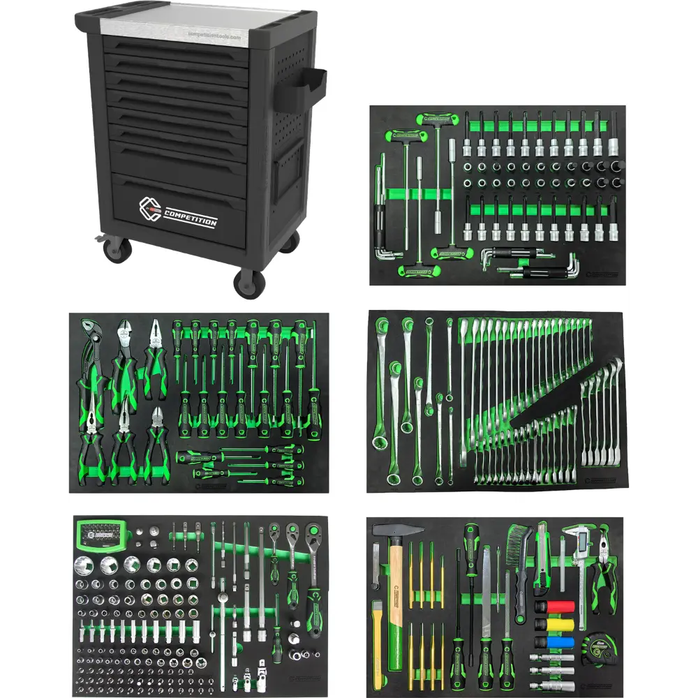 COMPETITION instrumentu kaste ar 8 atvilktnēm un 341 instrumentiem (512.5341, KS TOOLS)