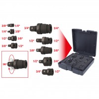 Impact socket drive adaptor set,9pcs 1/4-3/4" (515.0100, KS TOOLS)