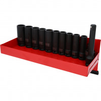 Dvylikabriaunių smūginių galvučių rinkinys 1/2″, ilgų, 13 vnt., 12-22 mm (515.1140, KS TOOLS)