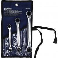 GEARplus 4-in-1 perjungiamų dvigubų žiedinių terkšlinių raktų rinkinys, 3 vnt., 8x11-17x18 mm (503.4540, KS TOOLS)