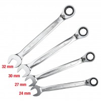 GEARplus perjungiamų terkšlinių kombinuotų raktų rinkinys, 4 vnt., 24-32 mm (503.4601, KS TOOLS)