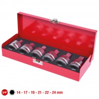 Smūginių antgalinių galvučių rinkinys 3/4", šešiabriaunių, 6 vnt., 14-24 mm (515.0000, KS TOOLS)