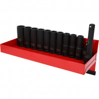 Šešiabriaunių smūginių galvučių rinkinys 1/2", ilgų, 13 vnt., 12-22 mm (515.0612, KS TOOLS)