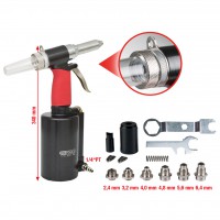 Pneumatinis kniedijimo pistoletas, 2,4-3,2-4-4,8-5,6-6,4 mm (515.3101, KS TOOLS)