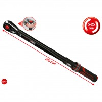 ERGOTORQUE precision griezes momenta atslēga ar pārslēdzamu sprūdratu, 1/4", 5-25 Nm (516.1512, KS TOOLS)