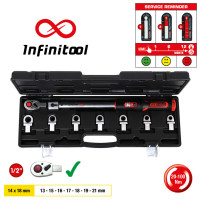 INFINITOOL įstatomo dinamometrinio rakto rinkinys, 14x18 mm, 20-200 Nm, 9 vnt. (516.9105, KS TOOLS)