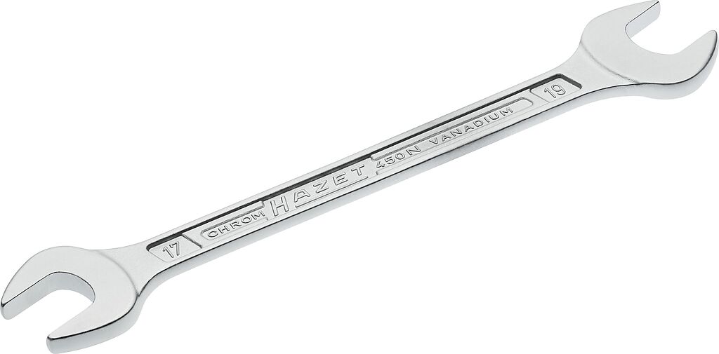 Double open-end wrench, outside hexagon profile, 17 × 19 mm (450N-17X19, HAZET)