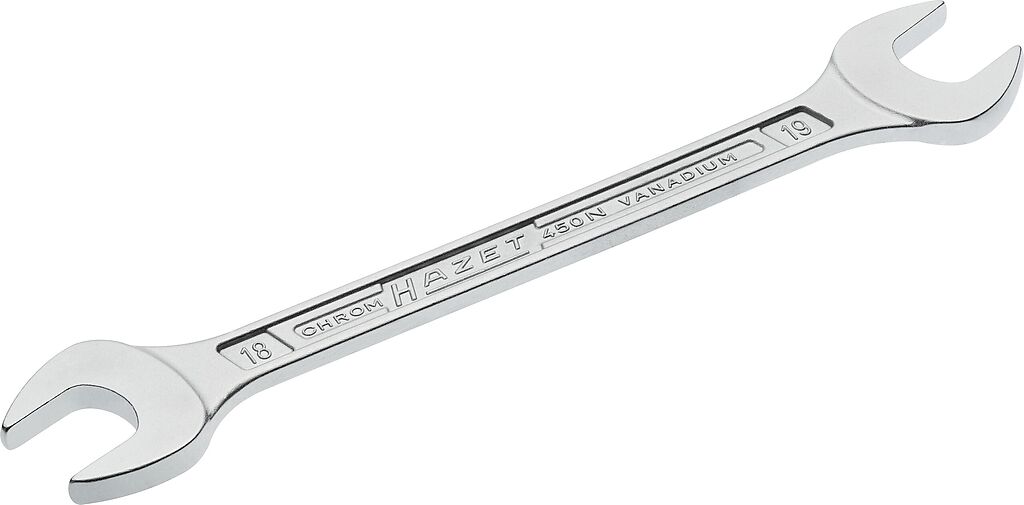 Divpusējā uzgriežņatslēga, ārējais sešstūra profils, 18 × 19 mm (450N-18X19, HAZET)