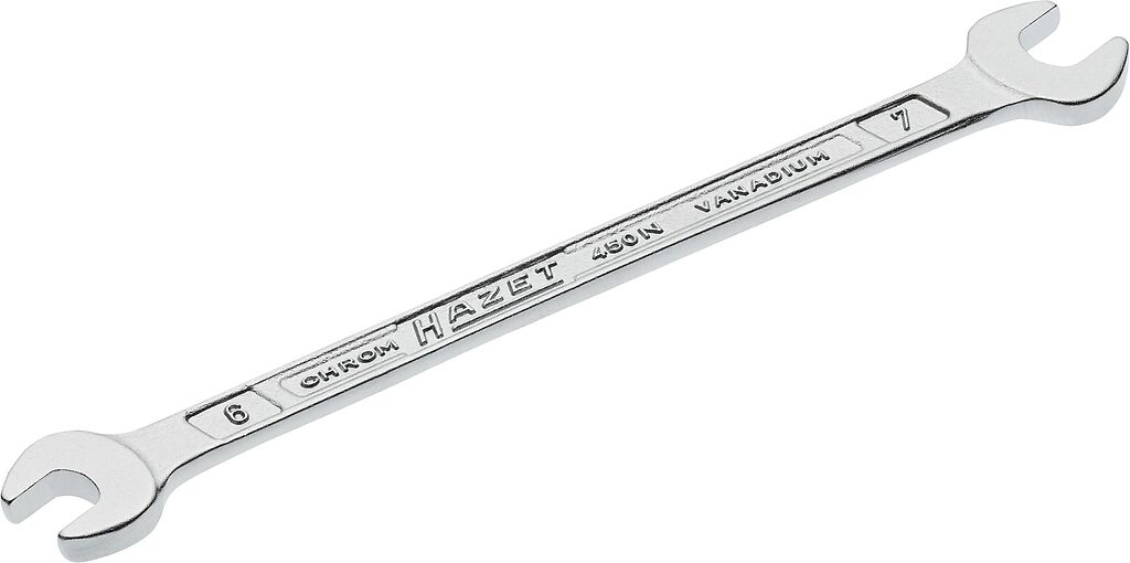 Double open-end wrench, outside hexagon profile, 6 × 7 mm (450N-6X7, HAZET)