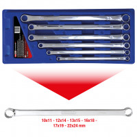 CHROME+ dvipusių žiedinių raktų rinkinys, XL, 6 vnt., 10-24 mm (518.0800, KS TOOLS)