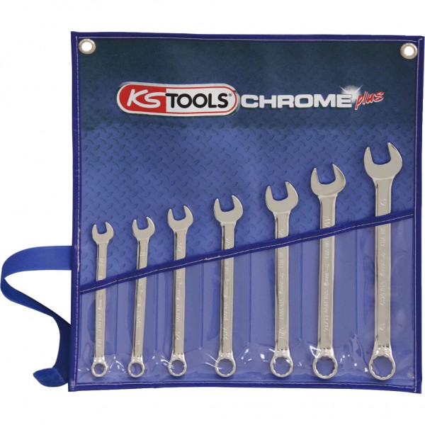 CHROME+ kombinuotų raktų rinkinys, coliniai, 7 vnt., 3/8"-3/4" (518.3020, KS TOOLS)
