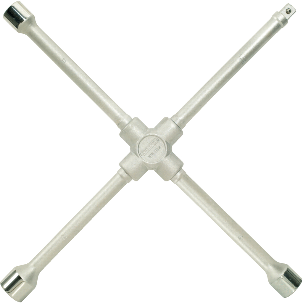 Krusta riteņu uzgriežņu atslēga vieglajām automašīnām, 1/2"x17x19x22 mm (518.1152, KS TOOLS)
