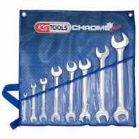 CHROME+ dvipusių plokščių raktų rinkinys, coliniai, 8 vnt., 1/4"-1.1/4" (518.3200, KS TOOLS)