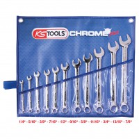 CHROME+ kombinuotų raktų rinkinys, coliniai, 11 vnt., 1/4"-7/8" (518.3000, KS TOOLS)