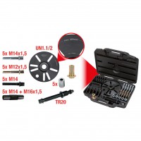 Universāls riteņa rumbu novilcēju komplekts vieglajiem, apvidus auto un furgoniem, 28 gab. (700.1480, KS TOOLS)