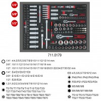 1/4" + 3/8" + 1/2" galvučių rinkinys, 179 vnt., 1/1 sisteminiame įdėkle (711.0179, KS TOOLS)