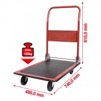 Sulankstomas platforminis vežimėlis, 150 kg, 740x880x480 mm, raudonas/juodas (800.0015, KS TOOLS)