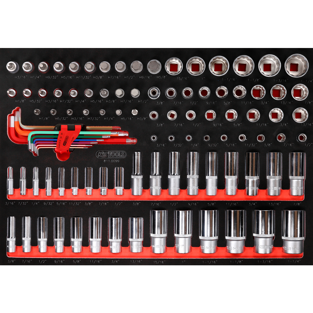 Instrumentu komplekts putuplasta ieliktnī, 99 gab. (811.0099, KS TOOLS)