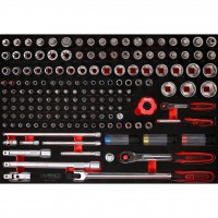 1/4" + 1/2" galvučių rinkinys putplasčio įdėkle, 167 vnt. (811.0167, KS TOOLS)
