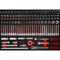 3/8" galvučių rinkinys putplasčio įdėkle, 124 vnt. (811.0124, KS TOOLS)
